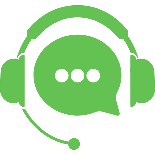 Green headset and chat icon for communication support