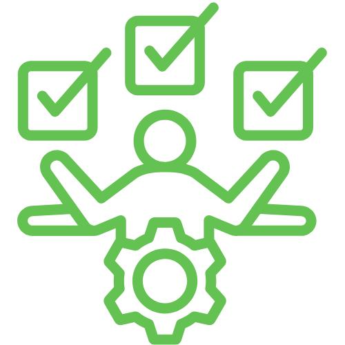 Icon of person with checklist and gear symbolizing task management